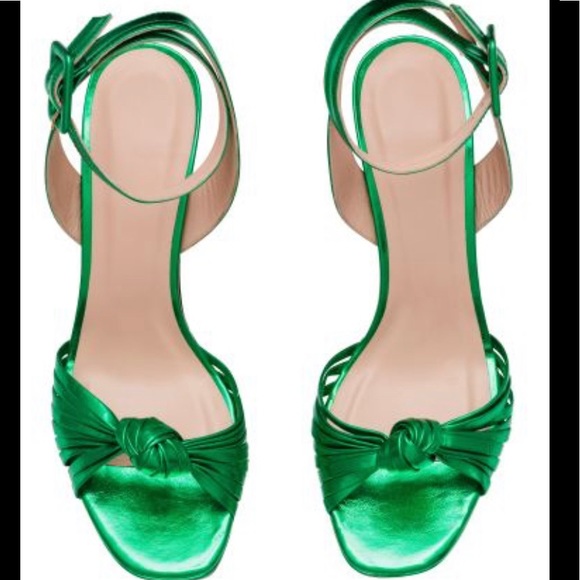 HIGH FASHION METALLIC GREEN HEELS - Picture 2 of 4